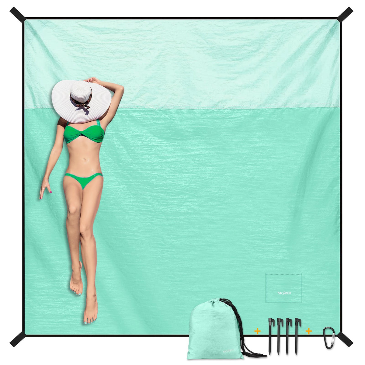 Large Waterproof Sandproof Beach Blanket 79x87 Inches Portable Outdoor Mat