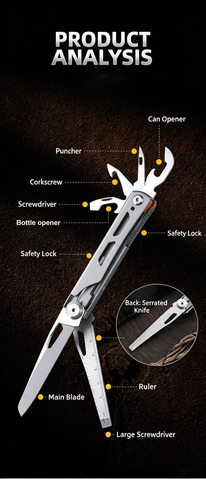 11-in-1 Multi-Function Stainless Steel Camping Multi-Tool Pocket Knife