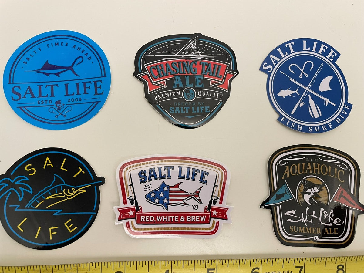 Set of 7 Salt Life Ocean-Themed Vinyl Decals for Vehicles and Boats