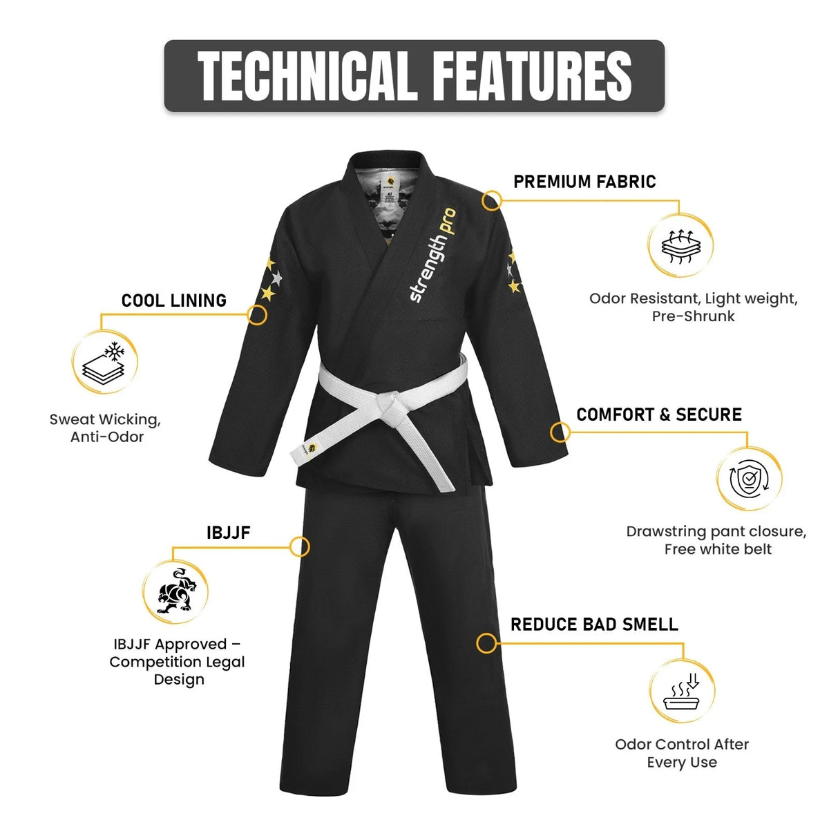 Men's Lightweight Preshrunk Jiu Jitsu Gi with Belt for Martial Arts Training