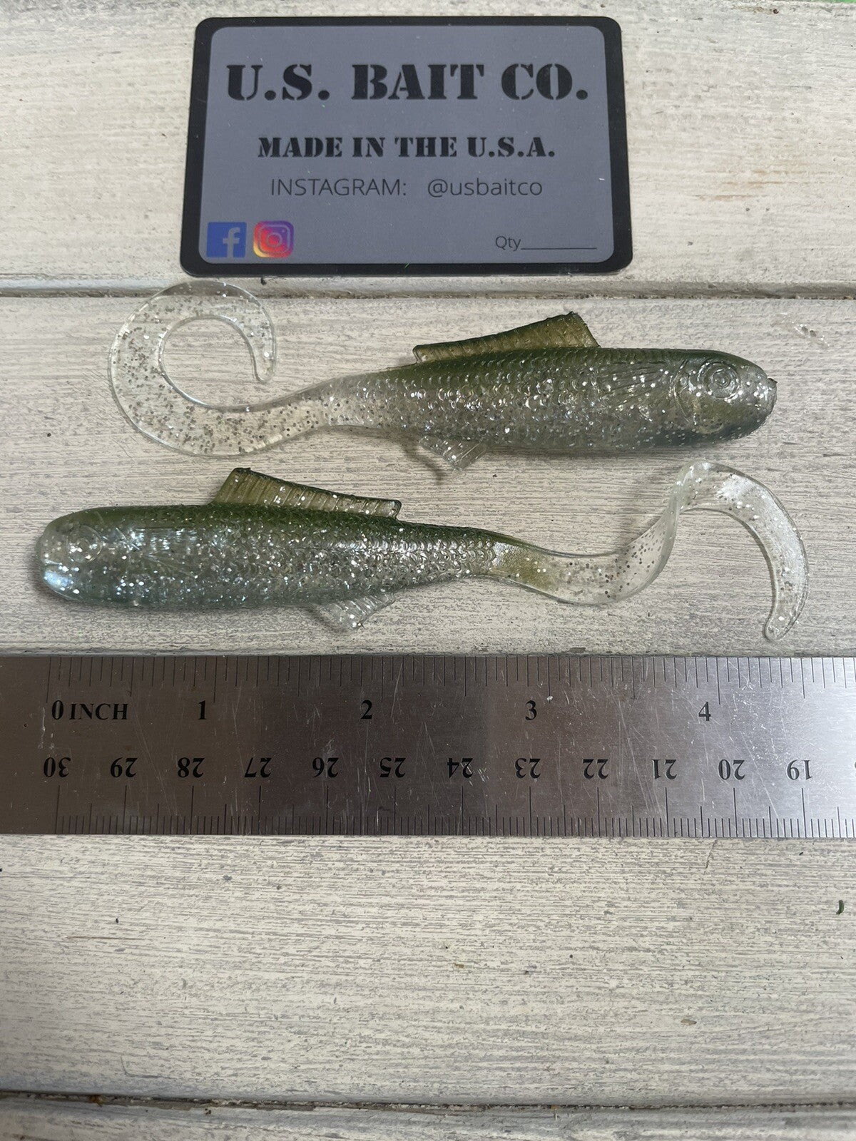 4-Inch Silver & Army Green Minnow Baits Lot of 15 for Freshwater & Saltwater Fishing