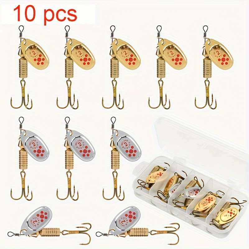 10pcs Fishing Spinner Baits Hard Metal Lures 6.5cm 7g Artificial Tackle