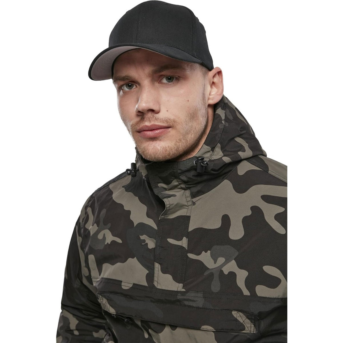 Men's Fleece-Lined Windbreaker Pullover with 1/4 Zip & Storm Flap