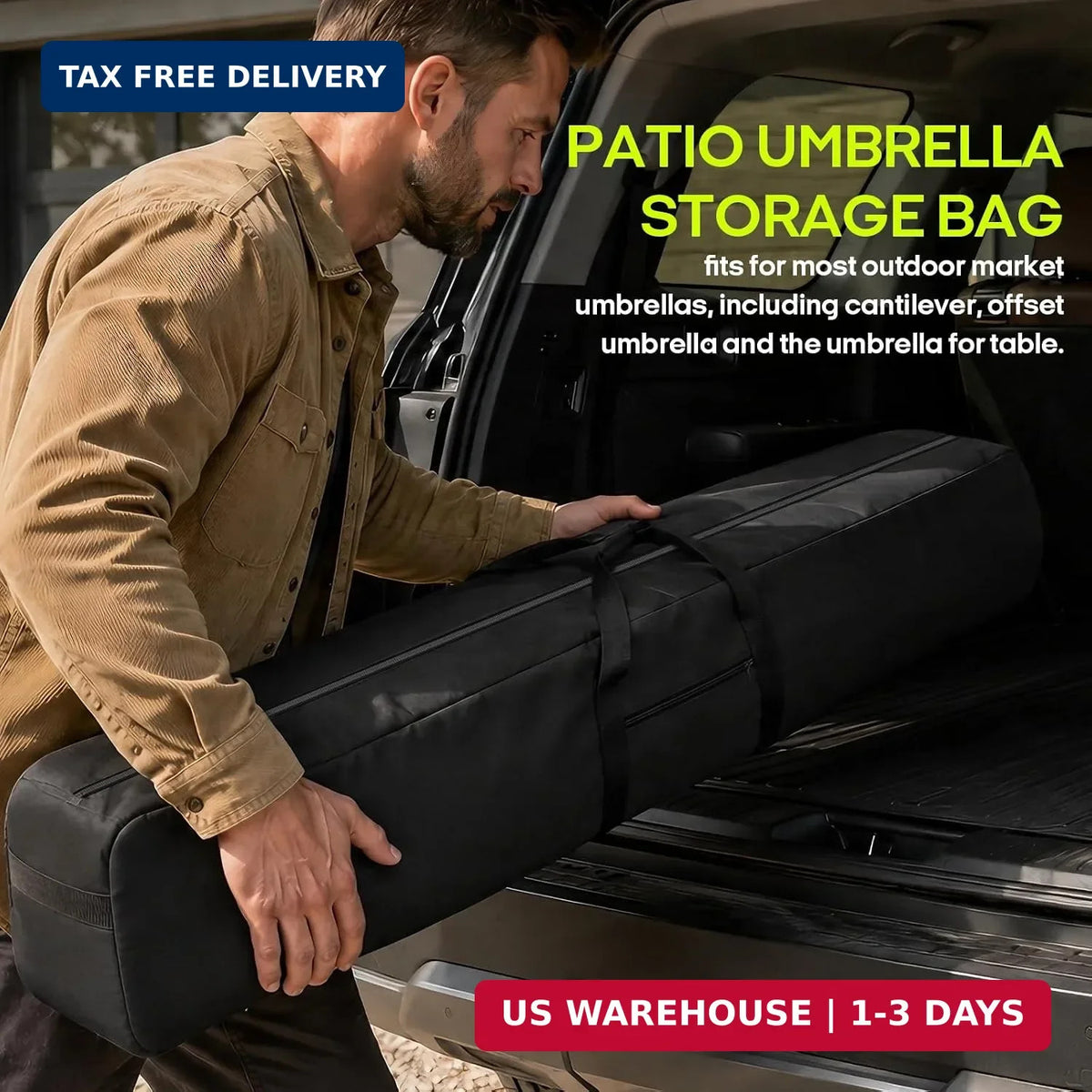 67-Inch Patio Beach Umbrella Storage Bag - Heavy-Duty Waterproof Sleeve
