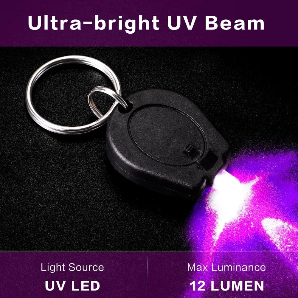 Mini UV LED Keychain Flashlight - 395nm Black Light for Detection & Gifts