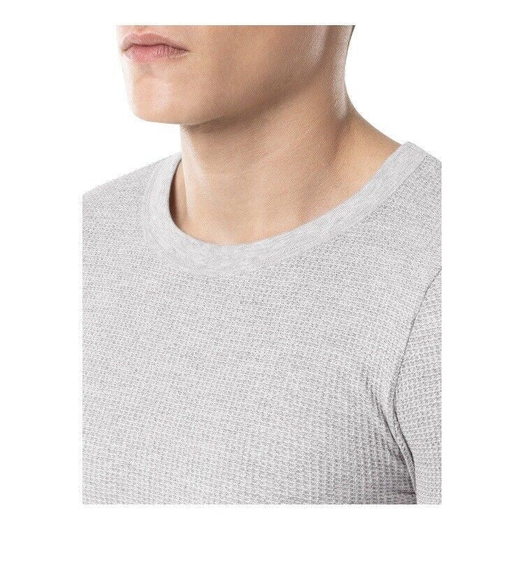 Men's Gray Waffle Thermal Top Size L - Soft Cotton-Polyester Base Layer