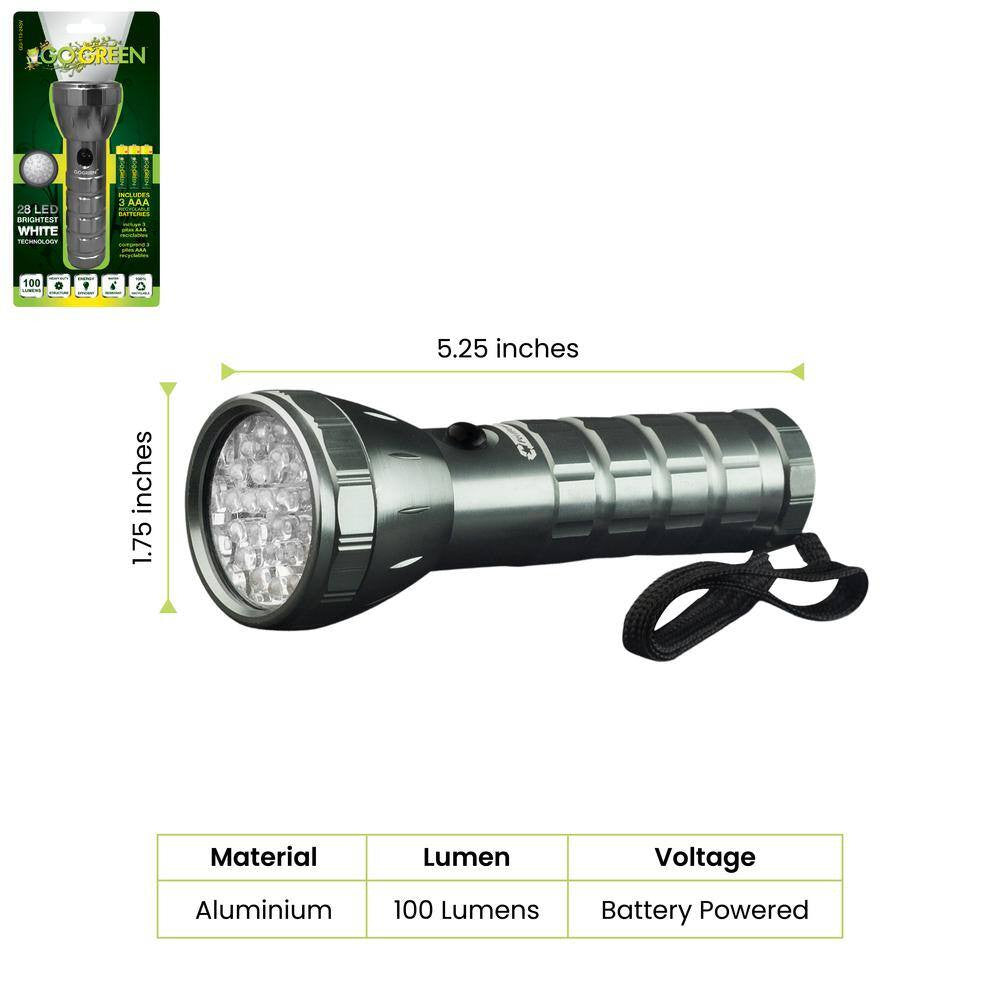 LED Flashlight 28 LED Portable Emergency Camping Light Silver