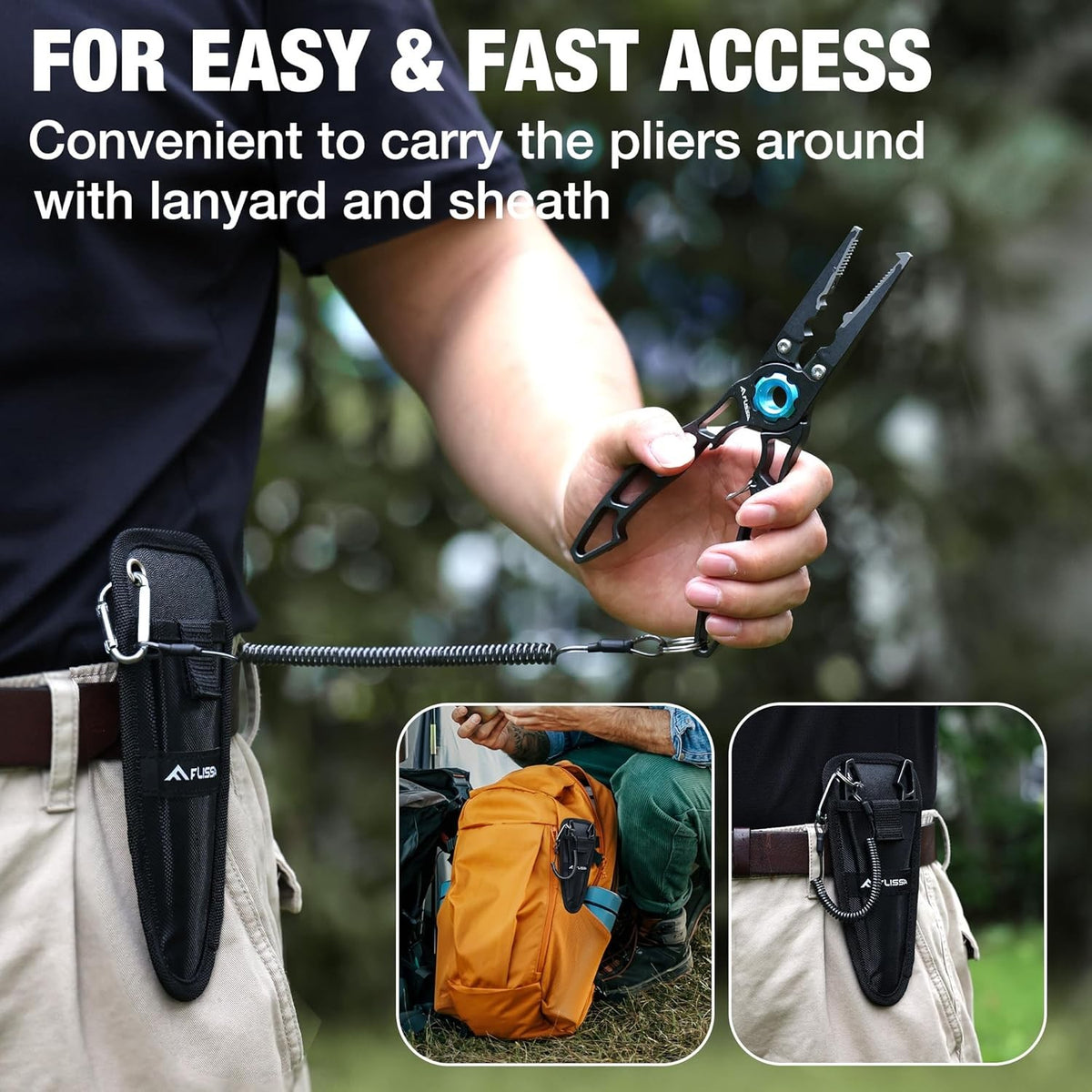 Lightweight Fishing Pliers with Tungsten Cutters & Safety Lock - Aluminum Handle