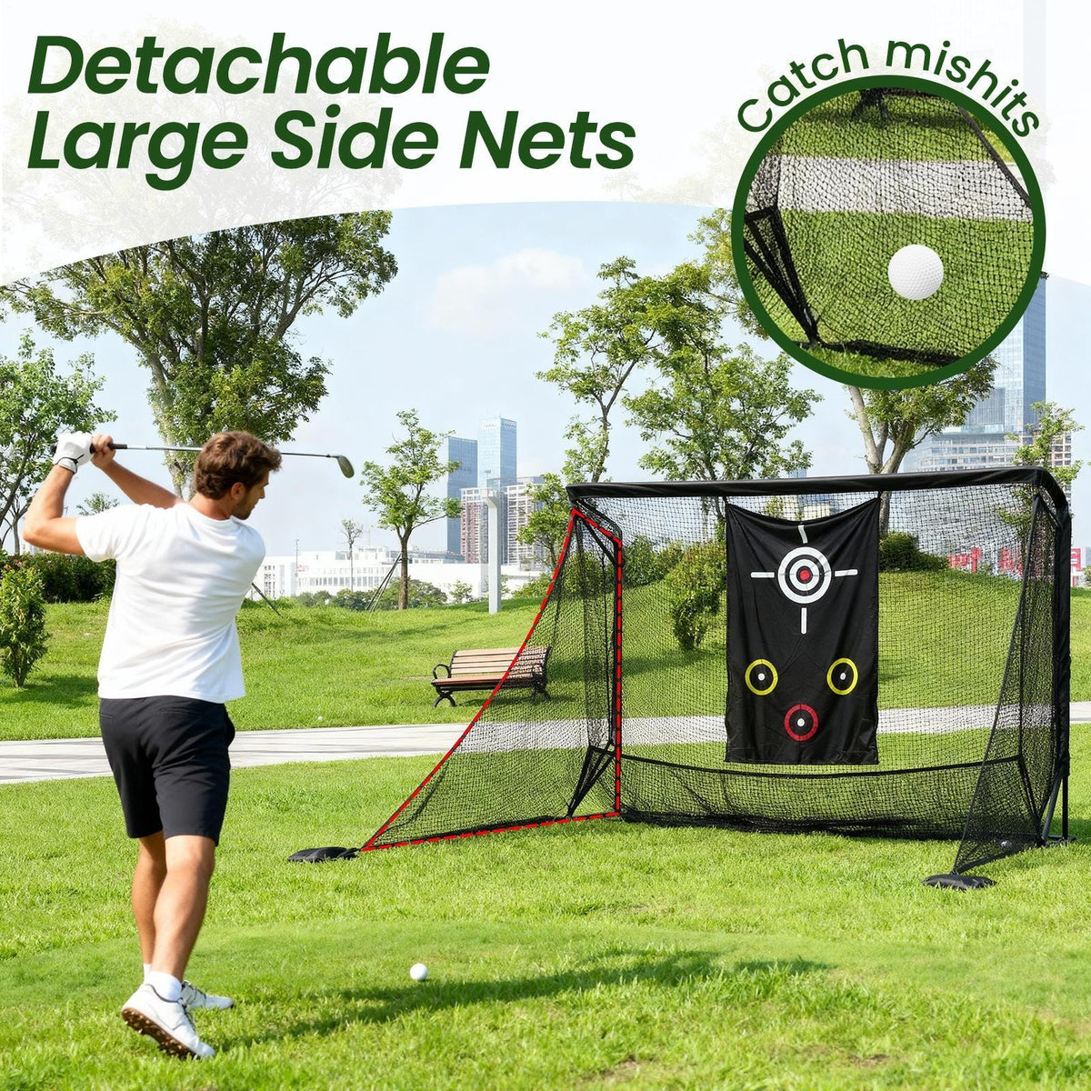 Heavy Duty 10x11ft Golf Practice Net with Target Cloth for Backyard & Indoor Use