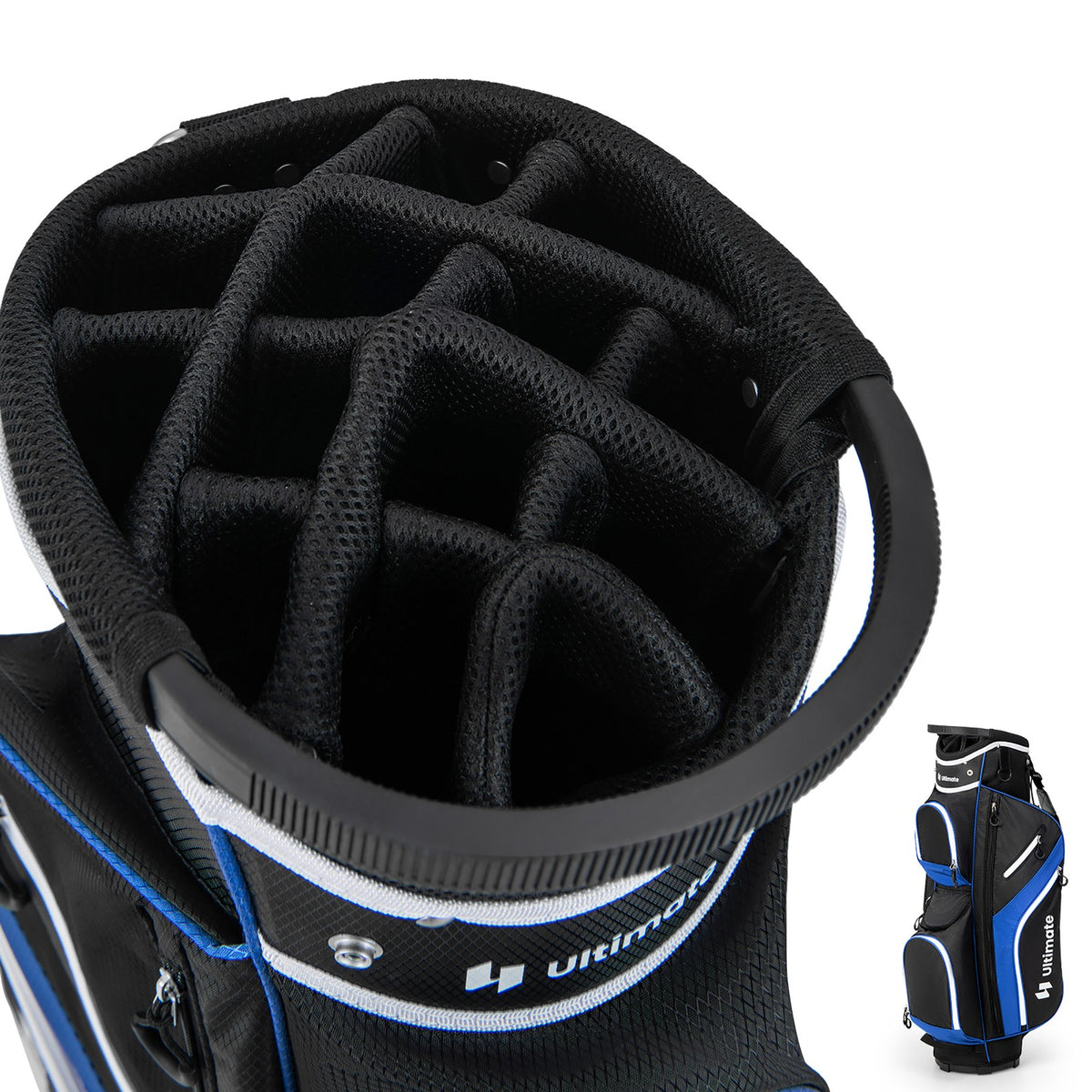 Lightweight Golf Cart Bag with 14-Way Dividers, Waterproof Pockets & Rain Hood - Blue