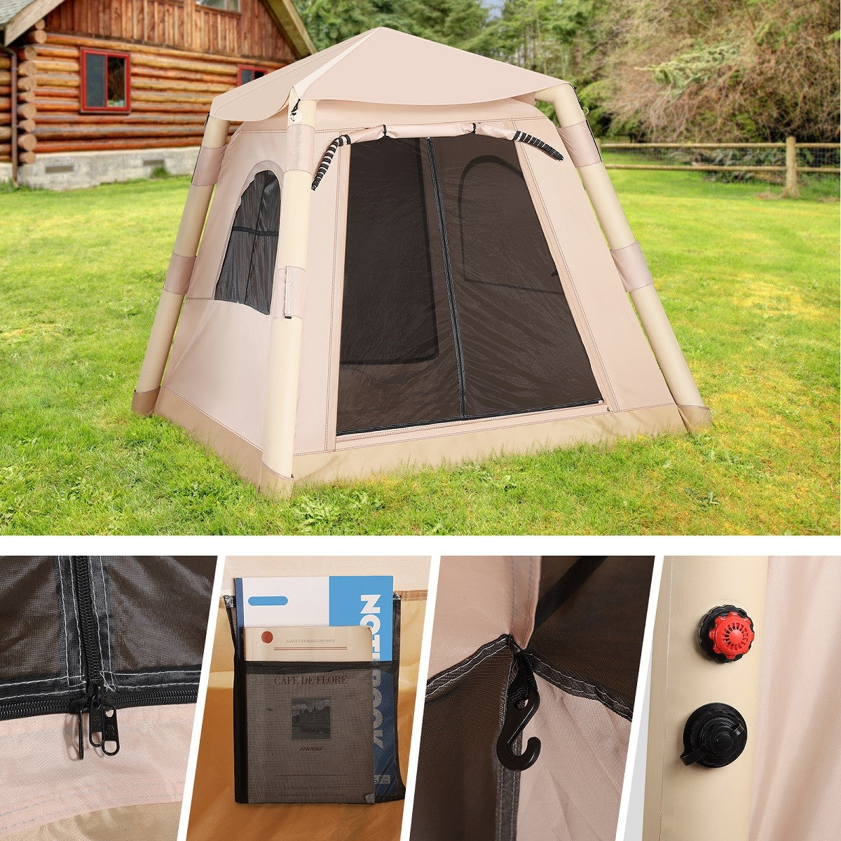 Inflatable Camping Tent for 2-4 People, Quick Setup Air Tent