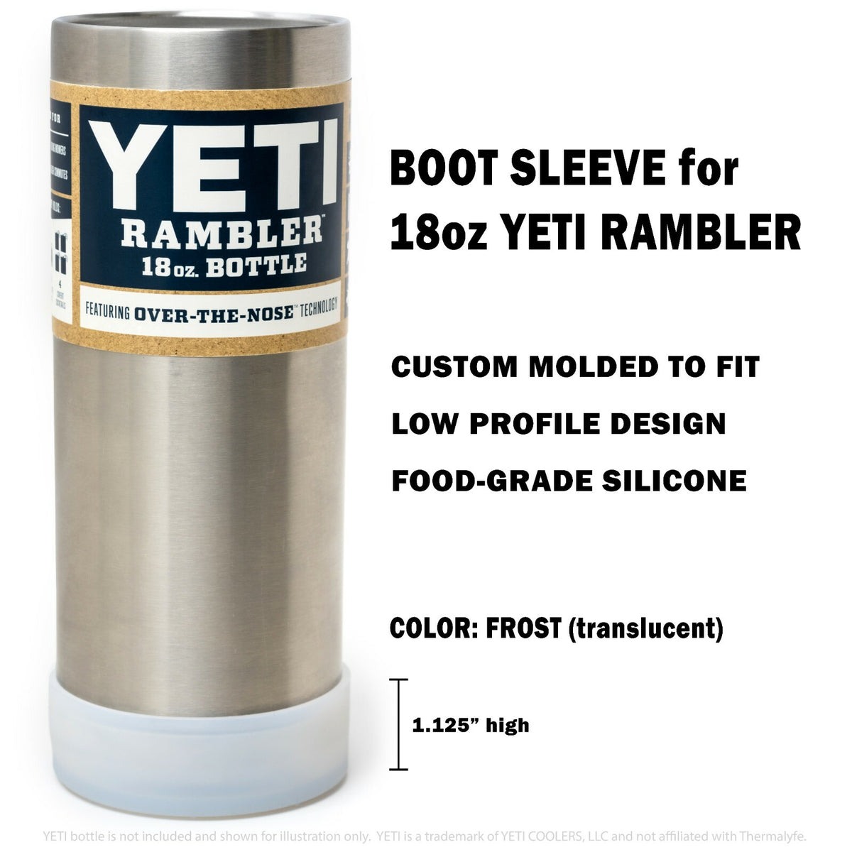 Silicone Bottle Sleeve Protector for Yeti Rambler 18oz & 12oz Bottles - Black Frost Smoke