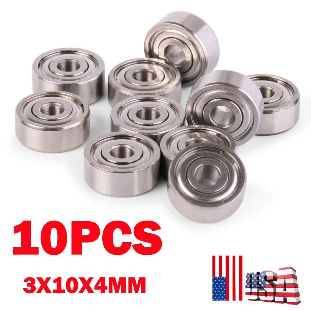 10 Pack Stainless Steel Fishing Reel Ball Bearings 3x10x4mm - Spinning & Baitcasting