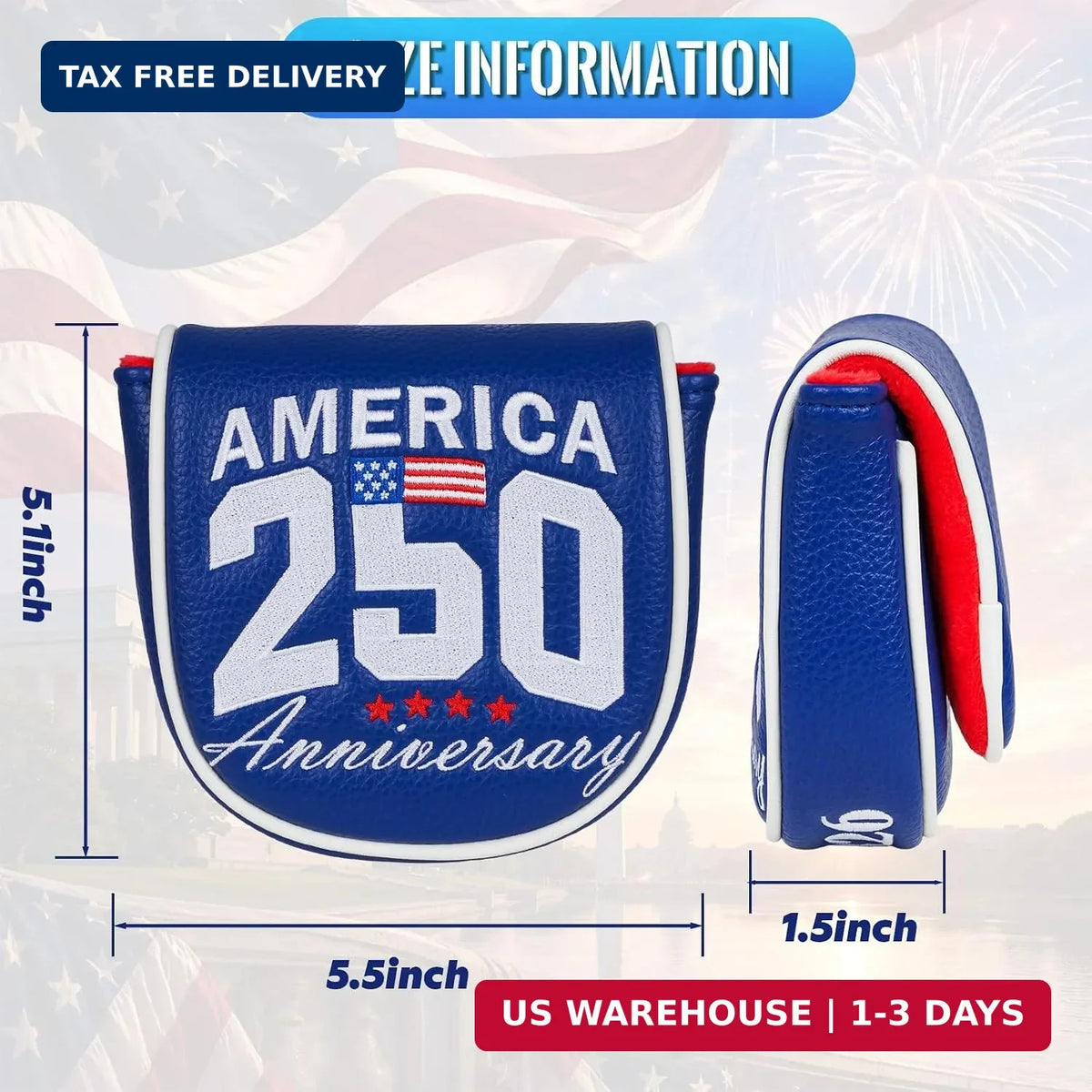 USA 250th Anniversary Golf Putter Cover for LAB DF3 - Patriotic Style