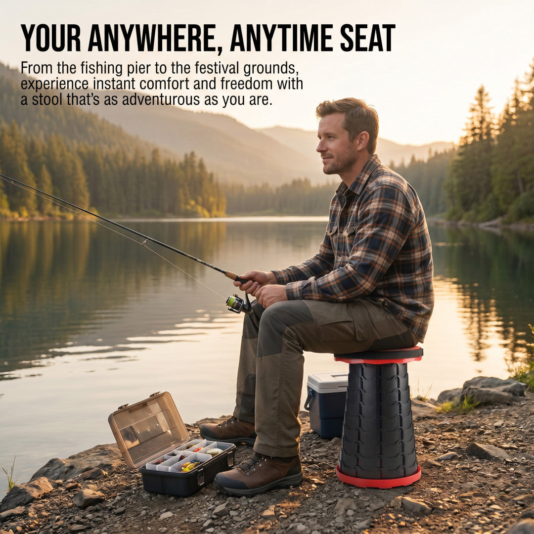 2-Pack Collapsible Camping Stools - Portable Outdoor Seating, 400LBS Load Capacity, Blue and Red