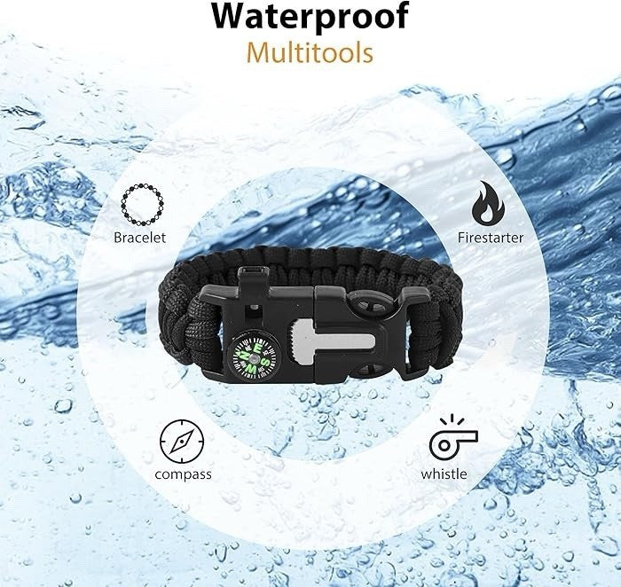 Survival Paracord Bracelet with Flint, Compass & Multi-Tool Outdoor Gear