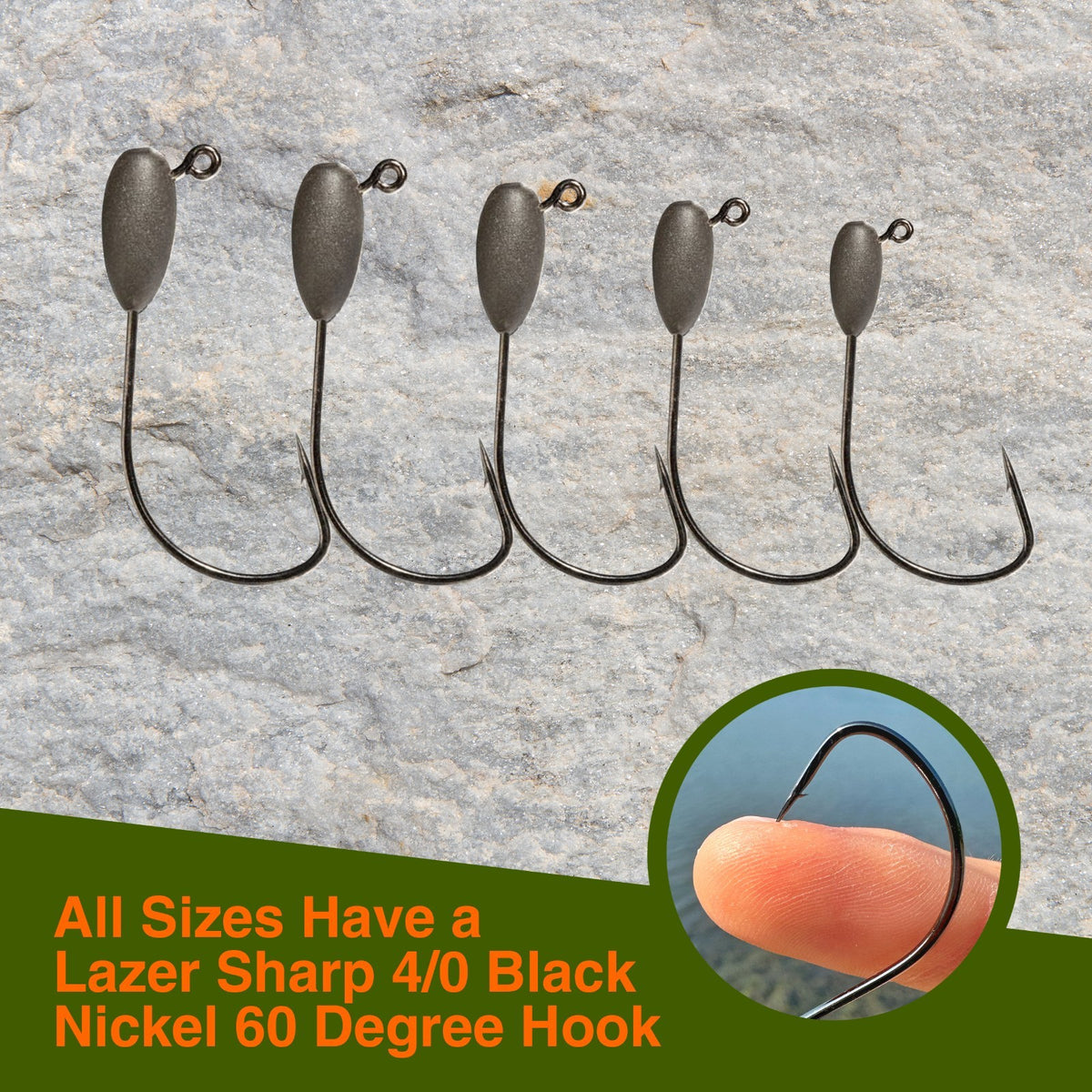 Reaction Tackle Tungsten Tube Jig Heads 5-Pack for Bass Fishing - Multiple Weights