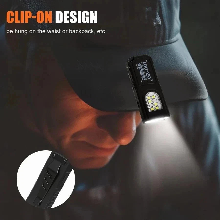 Mini LED Keychain Flashlight USB Rechargeable Waterproof EDC Torch SOS Light
