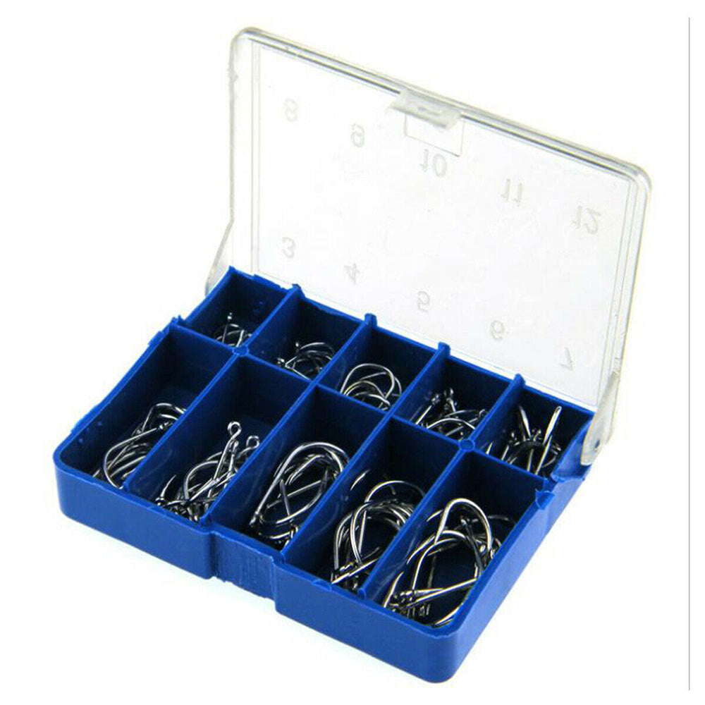 100Pcs Fishing Hooks Set, High Carbon Steel, Sharp & Durable, Multiple Sizes