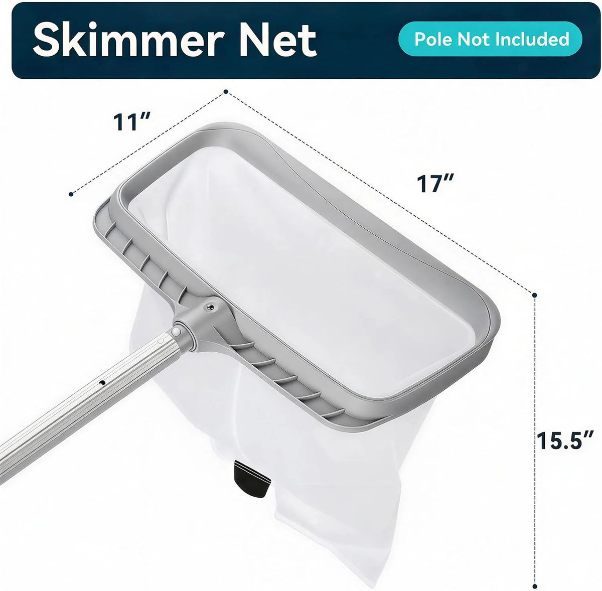 Heavy-Duty Pool Skimmer Net with Fine Mesh Deep Bag - No Pole