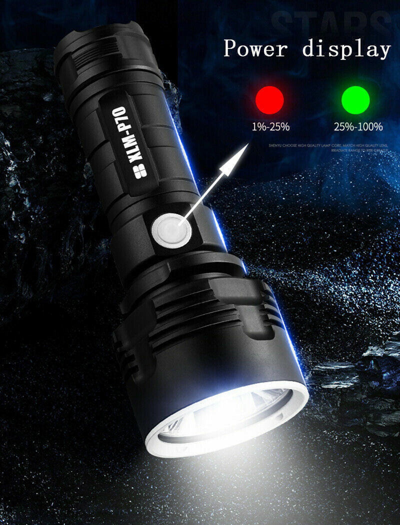 1200000LM High-Power Rechargeable LED Tactical Flashlight - Waterproof & Shockproof