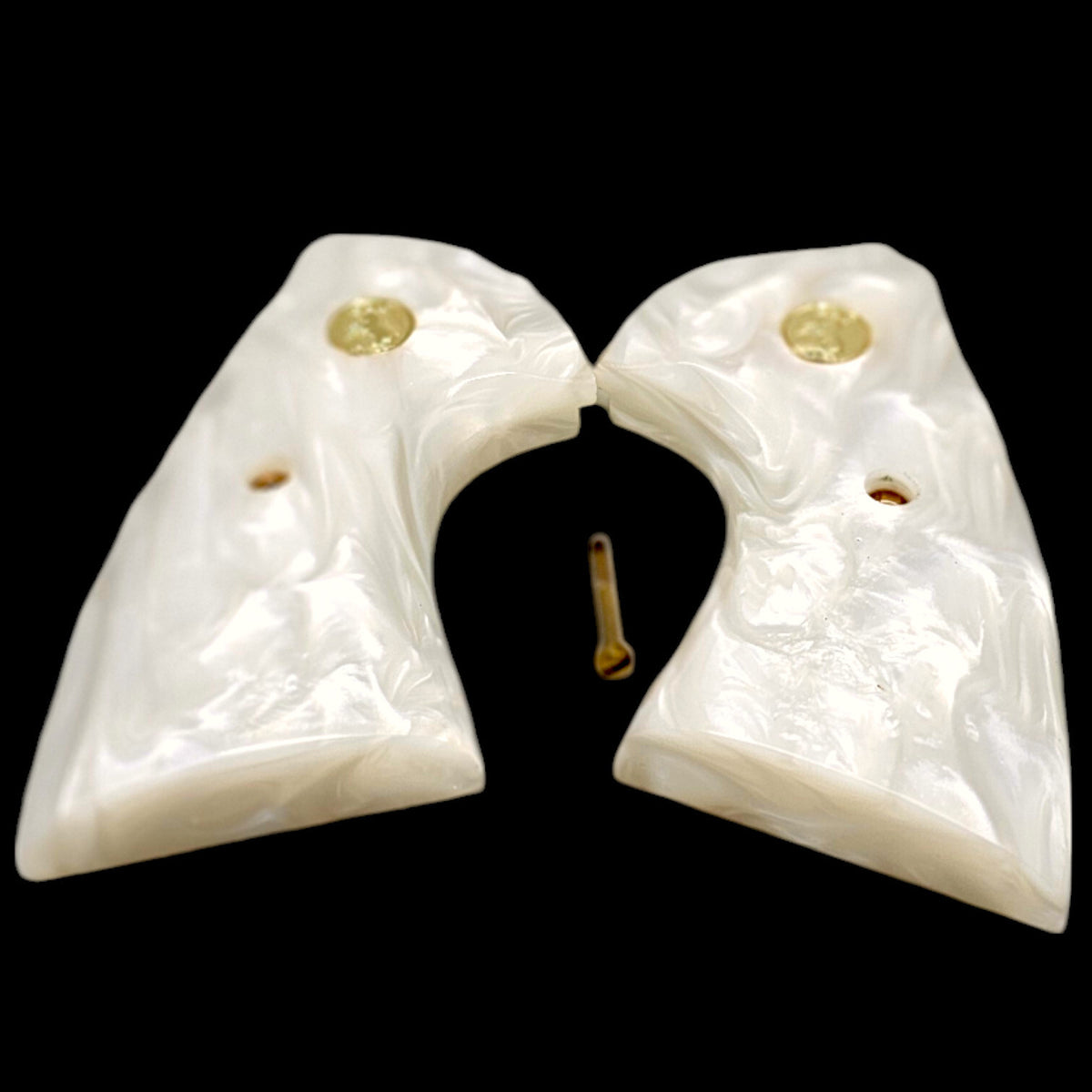 Premium White Pearl Grips for Colt Python & Anaconda Revolvers - CNC Fit, Gold Emblem