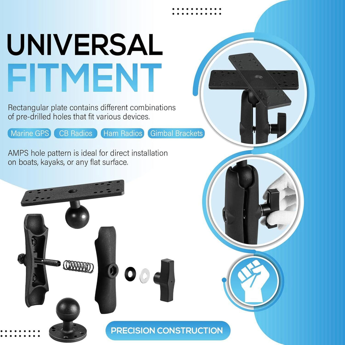 Marine Fish Finder Mount with 1.5 Inch C Size Ball Universal Fit for Garmin Lowrance Humminbird