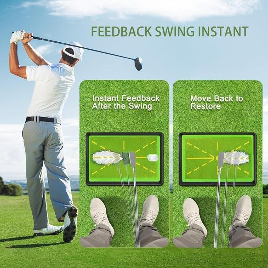 Golf Swing Training Mat with Ball Impact Feedback and Anti-Slip Base
