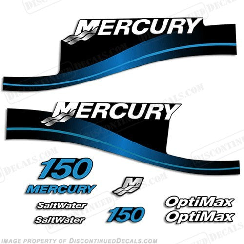 Mercury 150hp Outboard Decal Kit - Blue or Red Saltwater Series