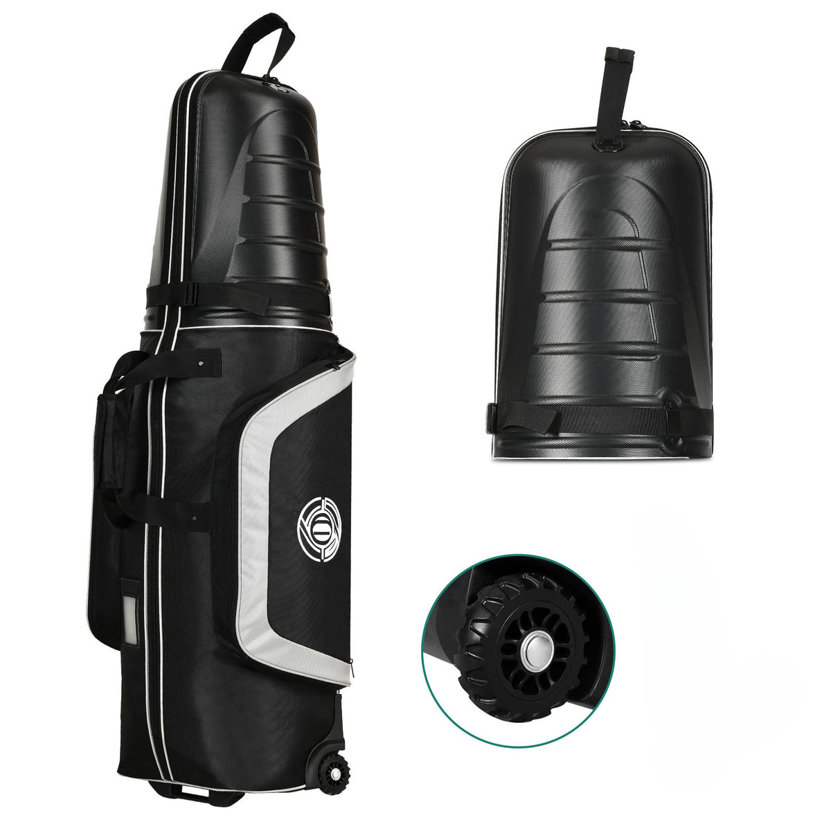 Golf Travel Bag with Hard Shell Top and Wheels - Protective Case for Clubs