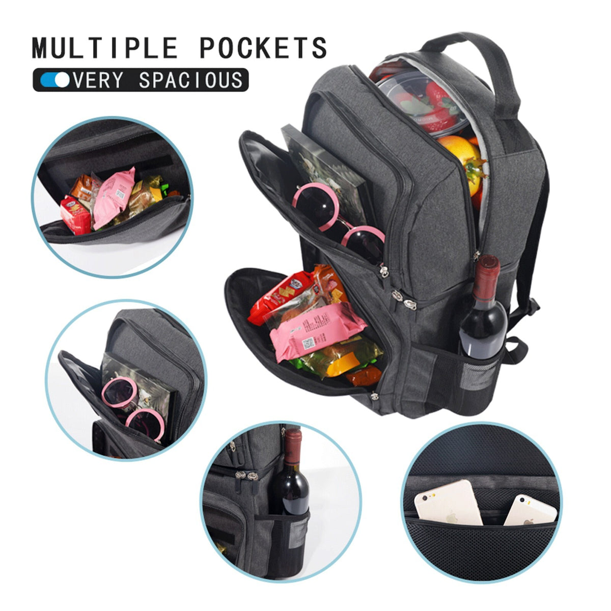 Insulated Cooler Backpack for 26 Cans - Dual Compartment Leakproof Design
