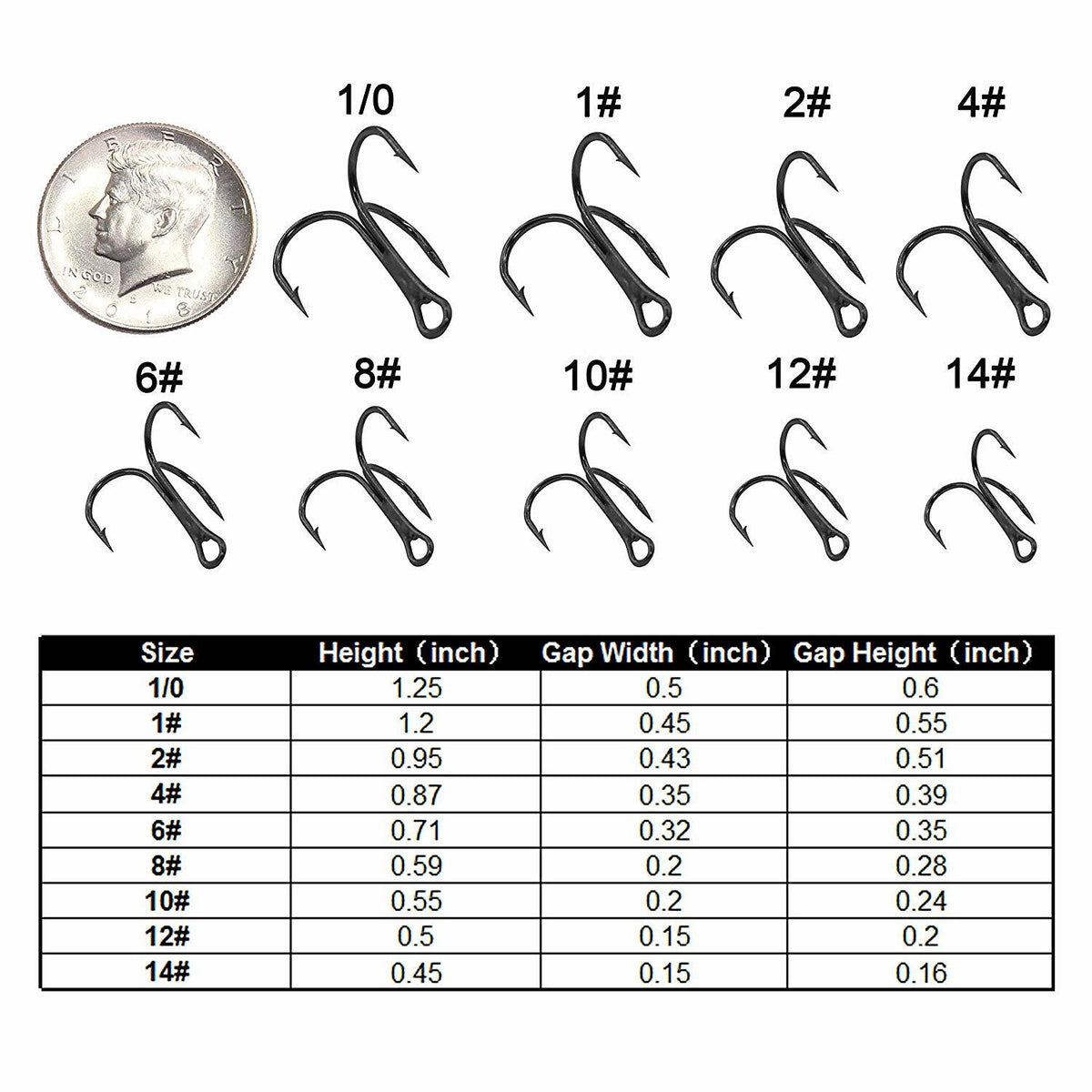 100PCS Carbon Steel Treble Fishing Hooks - Sharp & Durable