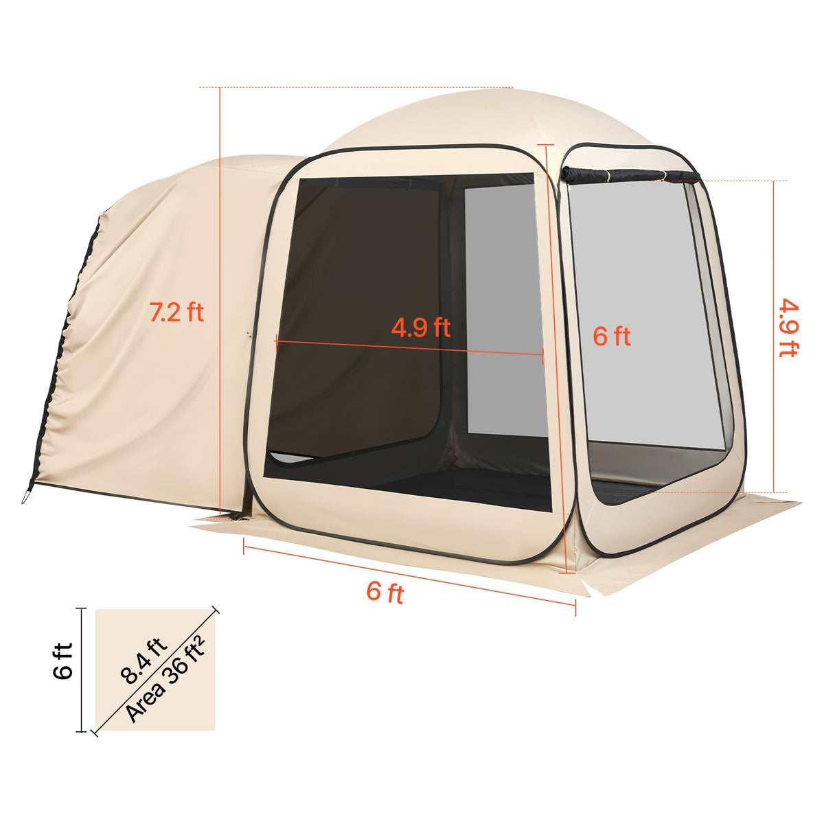 6x6ft Pop-Up Screen House Tent for Outdoor Gatherings - Shade & Privacy