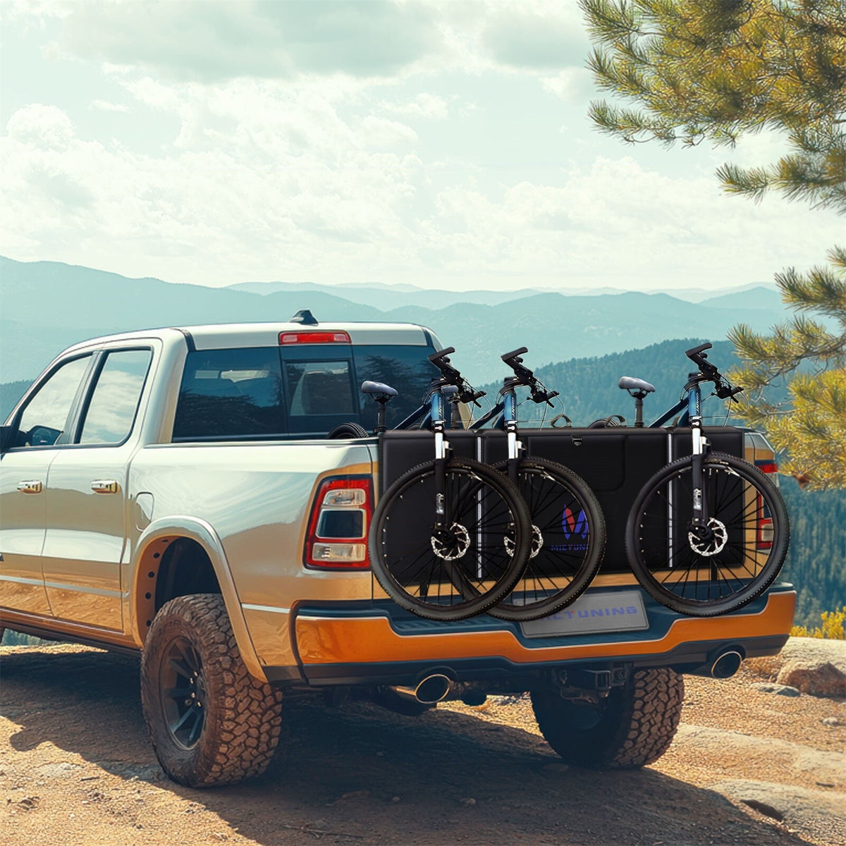 50-Inch Bicycle Tailgate Pad for Pickup Trucks - Fits 5 Bikes, Protective Cover with Tool Pocket