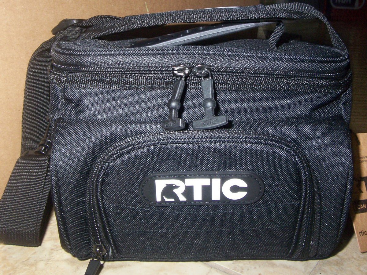 RTIC 6 Can Soft Cooler Lunch Box - 24 Hours Cold, Black with Strap