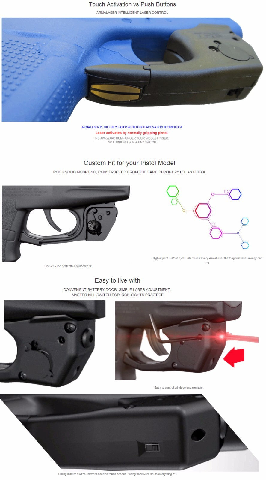 for Beretta 92 96 M9 M92 with True Touch Activation - Red Laser