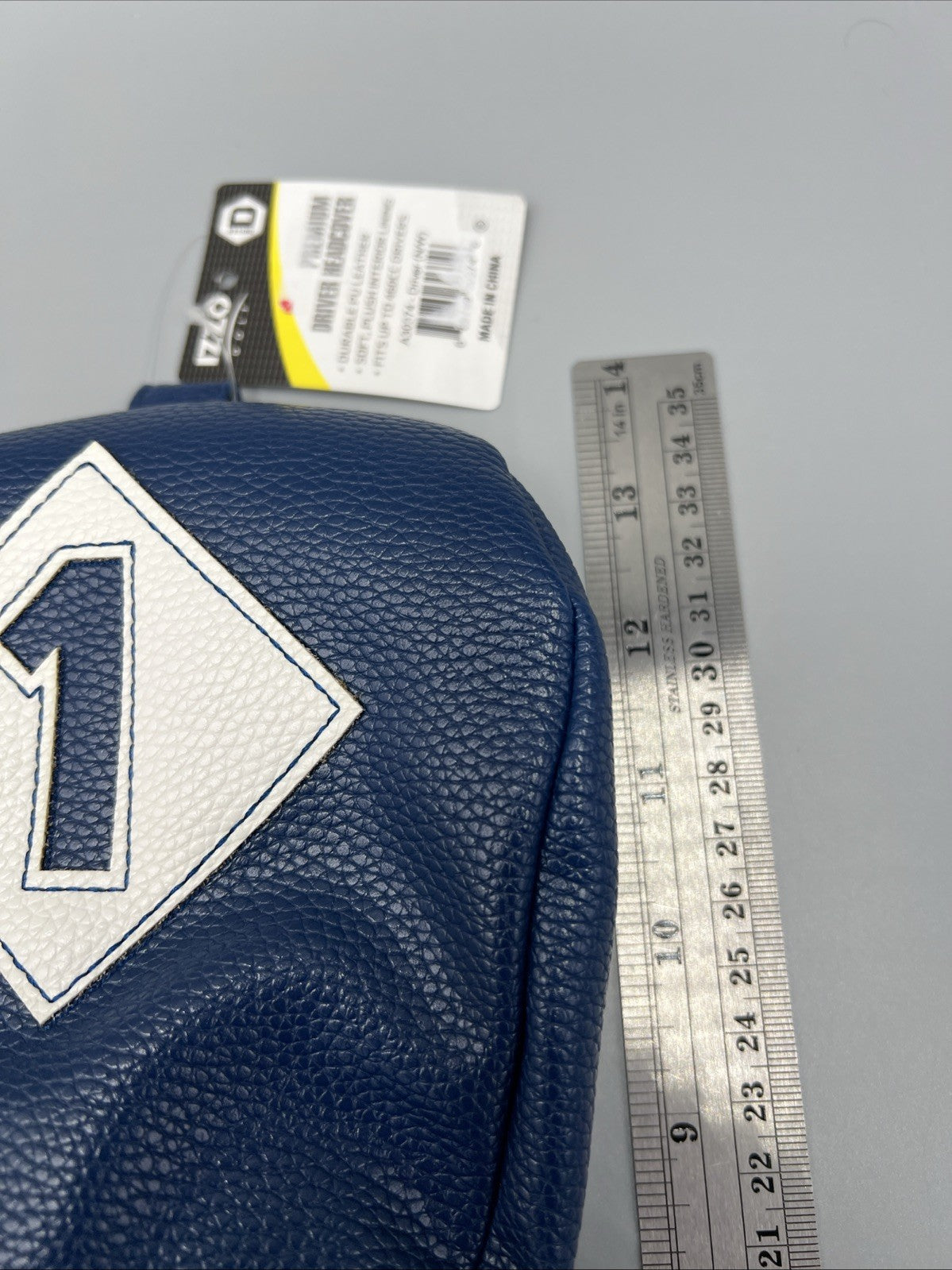 Golf Driver Headcover PU Leather Fits Up To 460CC Navy White