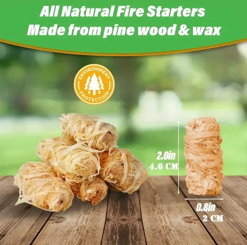 Natural Fire Starter Wax Wood Sticks for Fireplace BBQ Stove & Chimney - 60pcs