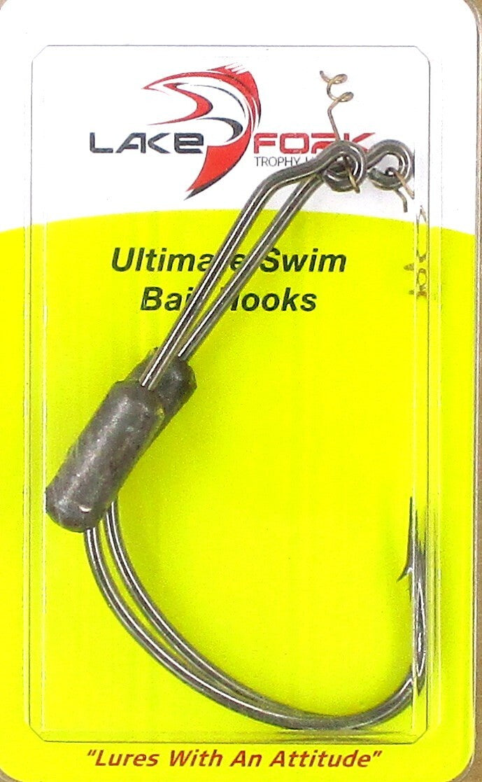 6 Pack Lake Fork Weighted Swim Bait Fishing Hooks 10/0 - Brand New