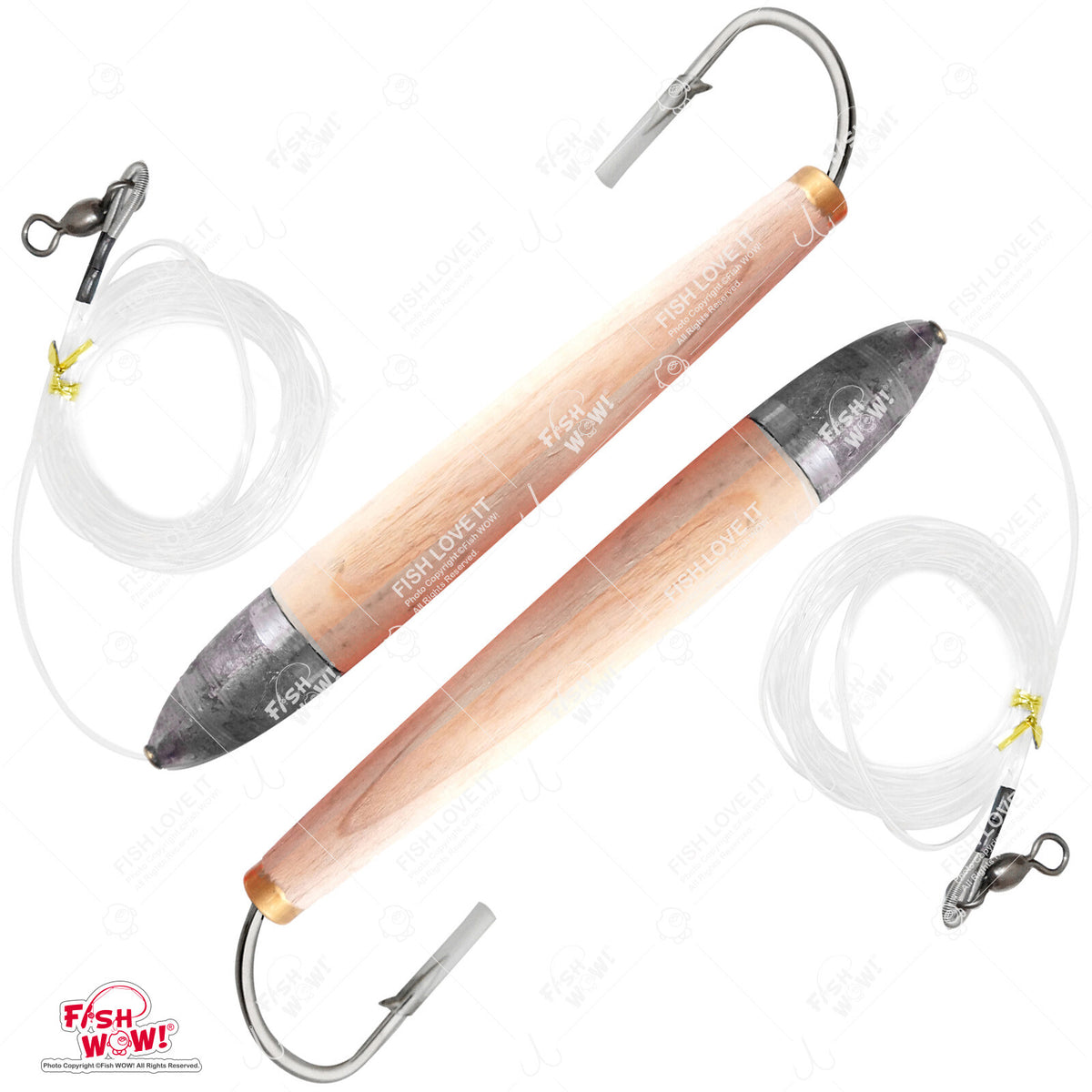 Fishing Cedar Plug Rig with 10/0 Hook - Tuna Trolling Lure - Multiple Quantities