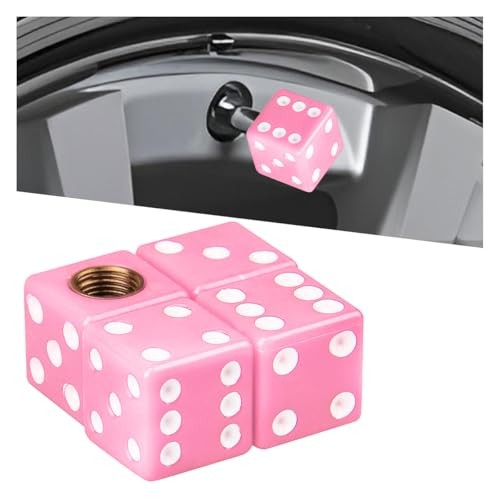 Pink Dice Tire Valve Stem Caps Set - Corrosion-Resistant Car Accessories