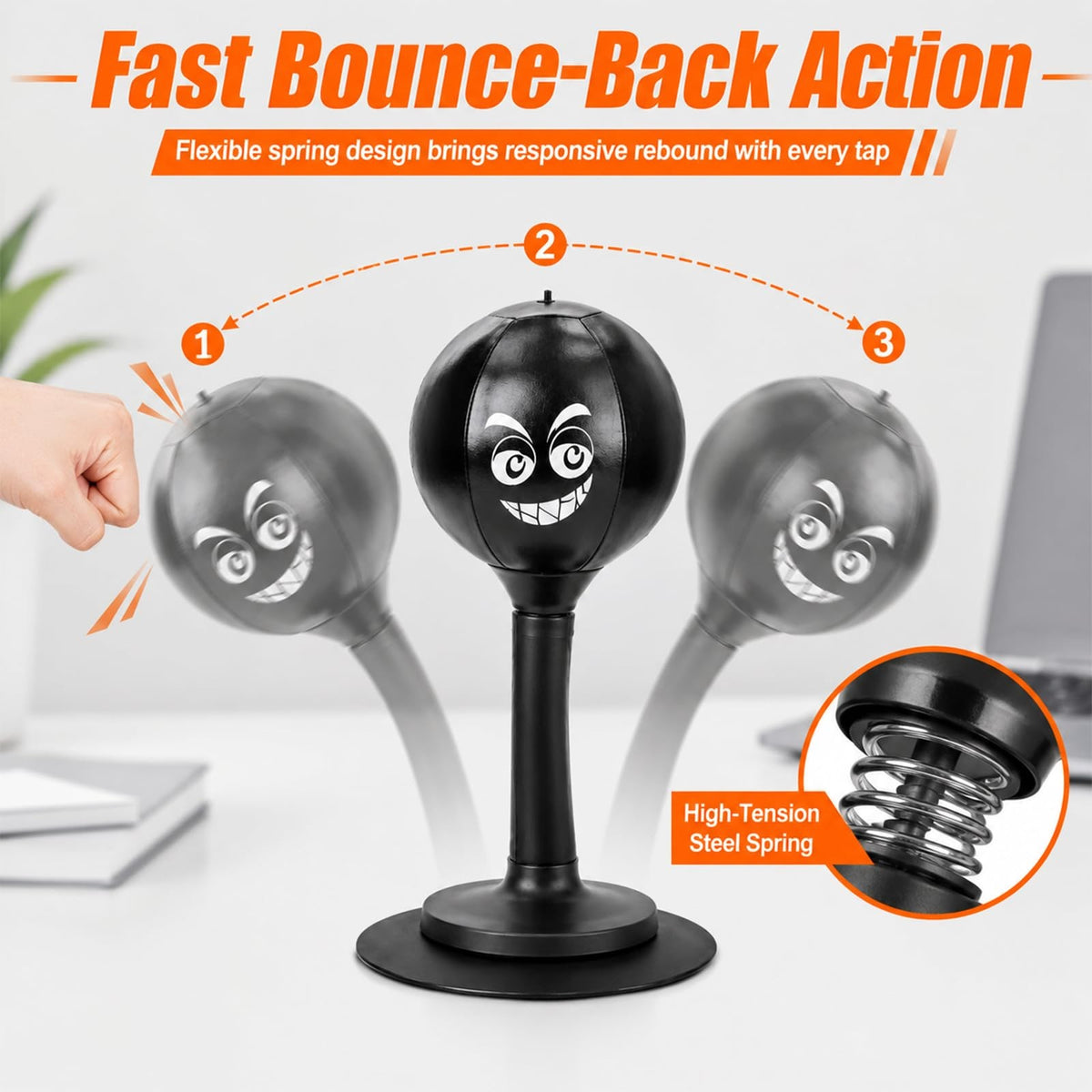 Desk Punching Bag with Silicone Suction Base - Stress Relief Office Toy