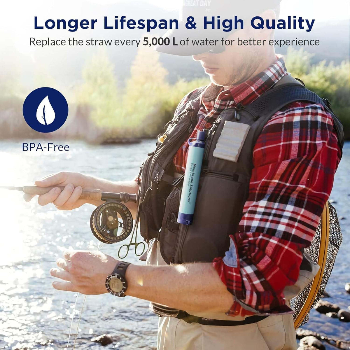 Personal Water Filter Straw 6 Pack for Camping Hiking Survival Purification
