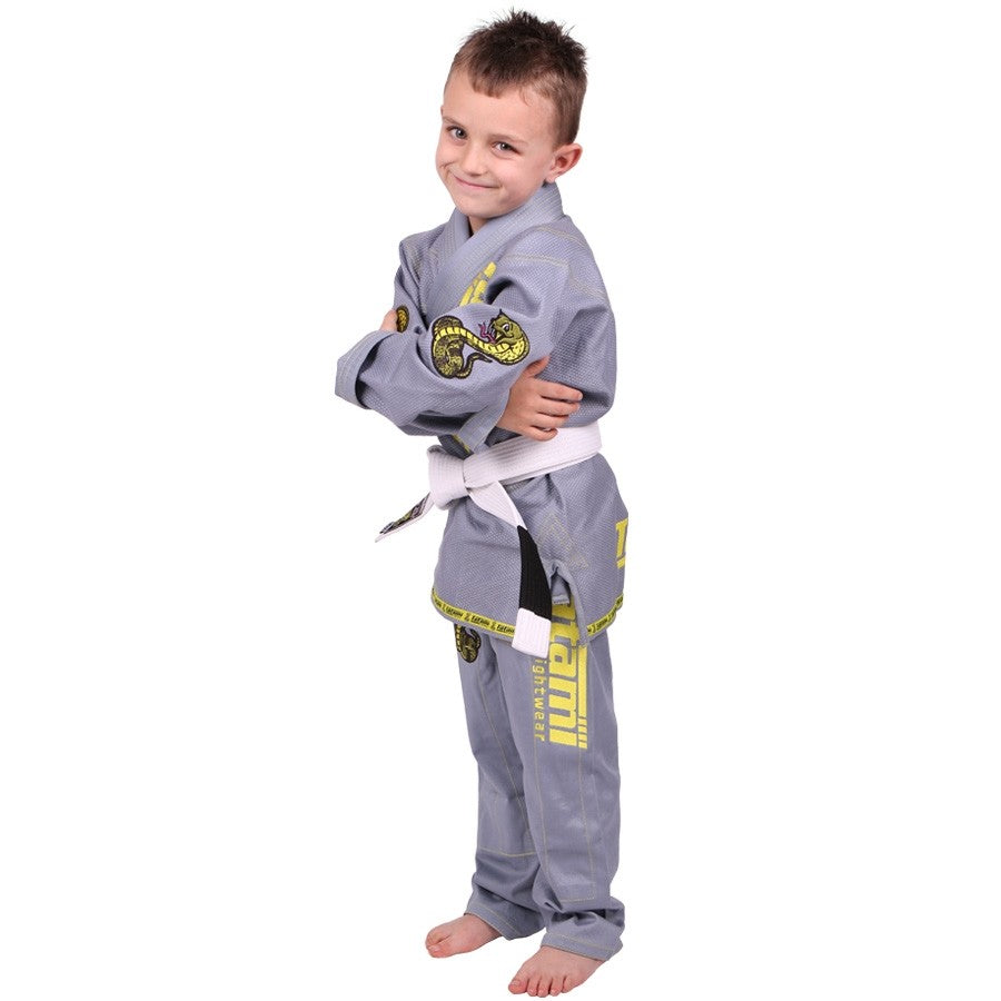 Kids Animal BJJ Gi - Gray, Fun and Durable Cotton Martial Arts Uniform