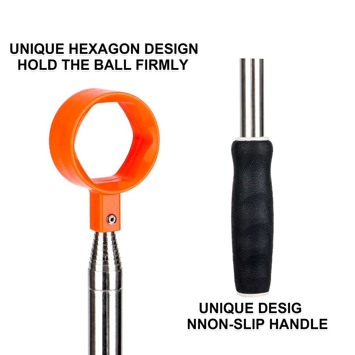 Telescopic Golf Ball Retriever with Movable Scoop - Stainless Steel & ABS Handle