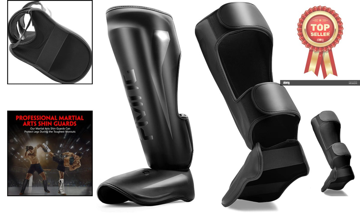 Elite MMA Shin Guards with Foam Padding and Hook-and-Loop Closure