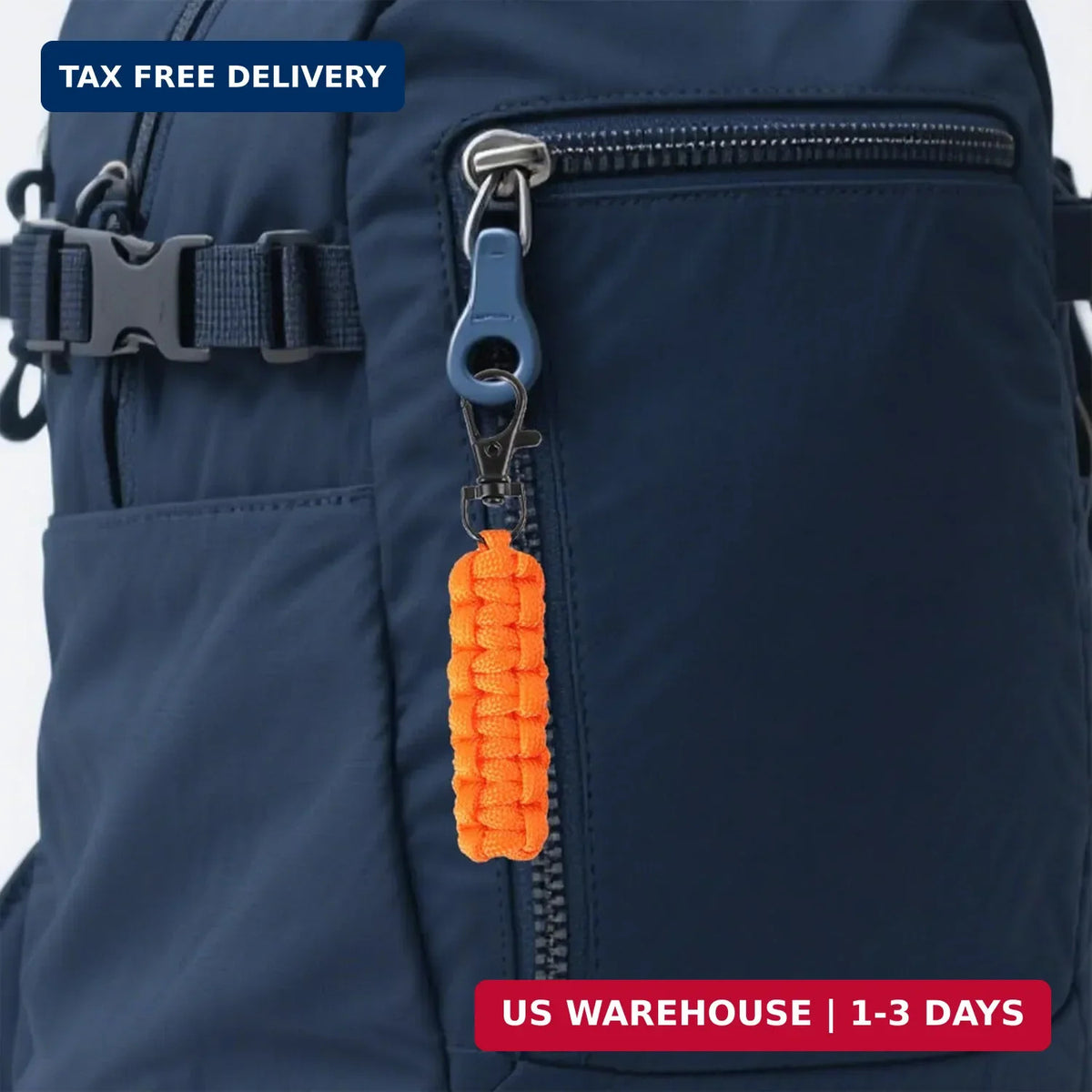Paracord Zipper Pull Replacement Set with Metal Clasp for Backpack, Jacket, and Gear - Orange
