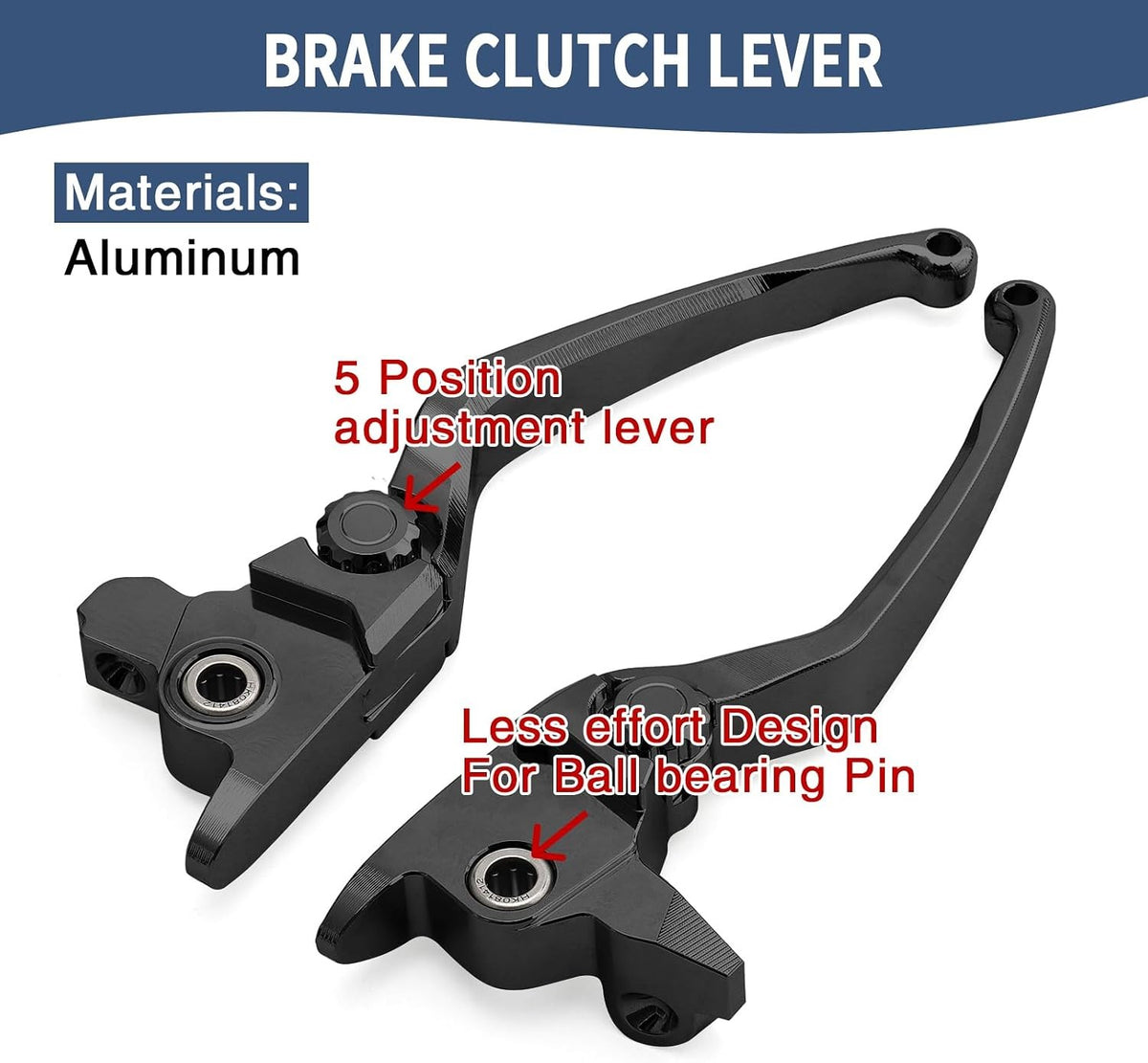 Adjustable Motorcycle Brake & Clutch Levers Set Black CNC Aluminum Short Handle