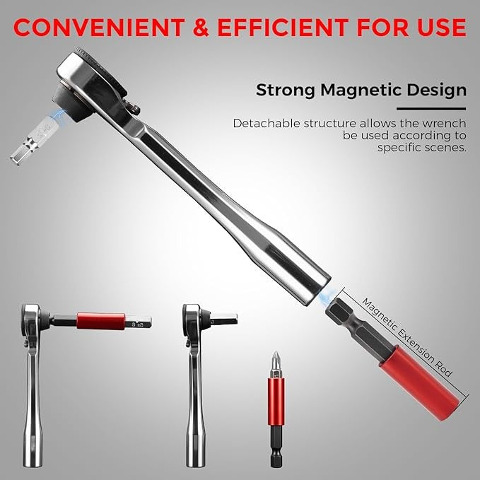 Mini Ratchet Wrench Set with 12 Bits - Portable Bike Repair Tool Kit
