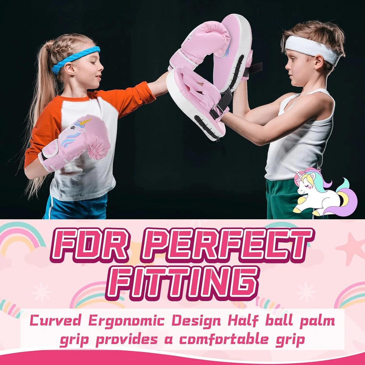 Kids Boxing Gloves and Punching Mitts Set - Unicorn 4oz Training Gear